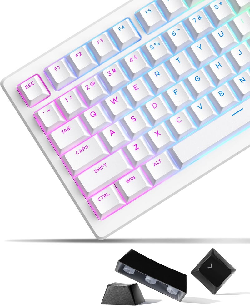 SDYZ أزرار مفاتيح PBT مزدوجة الشوط x XVX 60 75 100 بالمئة - أزرار مضيئة، لأجهزة الكمبيوتر الميكانيكية، مجموعة كاملة من 131 مفتاح، تصميم OEM، مضيئة - بيضاء - Image 1